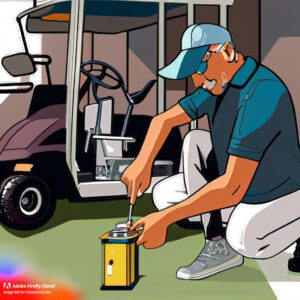 How does the battery system work in an electric golf cart?